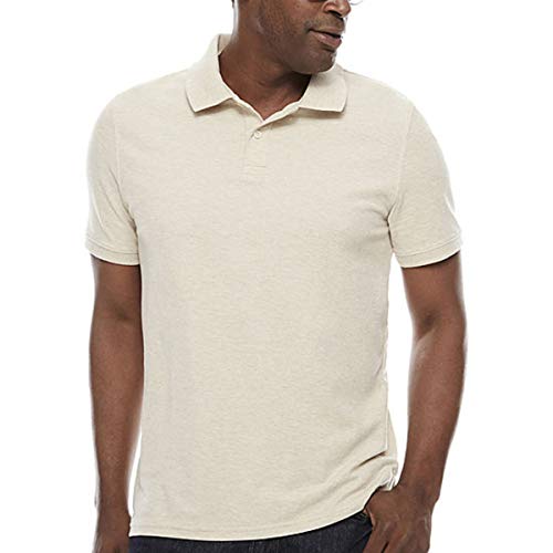 St. John's Bay Mens Short Sleeve Polo Shirt (Oatmeal Heather, Small)
