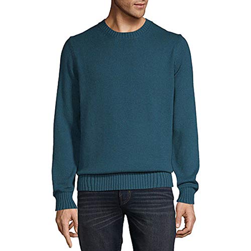 St. John's Bay Crew Neck Long Sleeve Pullover Sweater (Teal Night Marl, XX-Large)