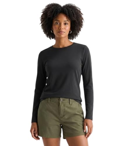 St. John's Bay Womens Crew Neck Long Sleeve T-Shirt Black